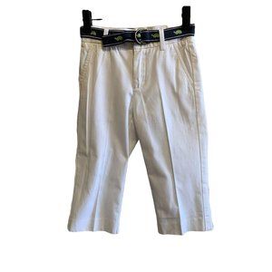 Janie and Jack White Trousers With Turtle Belt